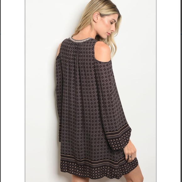 Boho Tassel Floral Cold Shoulder Dress - Picture 3 of 3